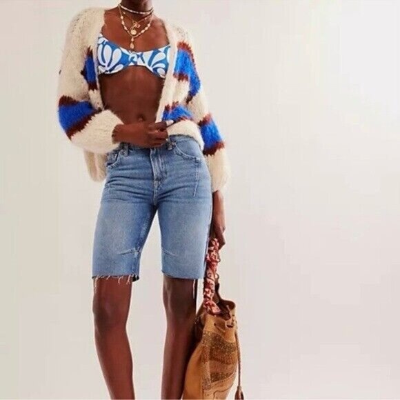 Free People We The Free Ghost Town Denim Shorts 100% Cotton Blue Size 25 - Picture 1 of 15